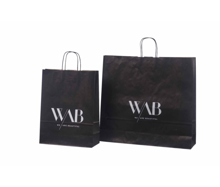 Mustat paperikassit logolla