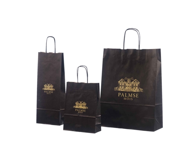 Mustat paperikassit omalla painatuksella