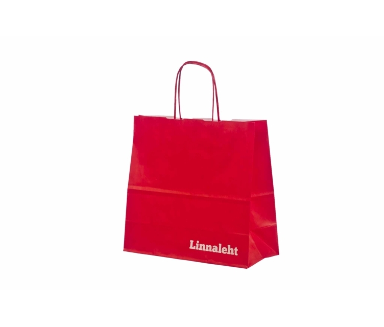 Punaiset paperikassit logolla