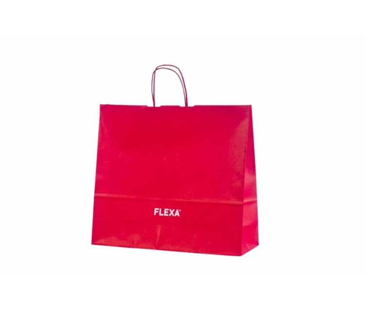 Punaiset paperikassit omalla painatuksella