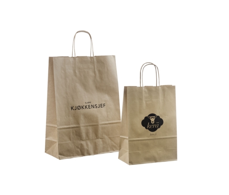 Ruskeat paperikassit omalla logolla