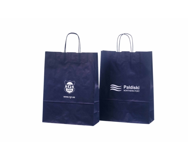 Siniset paperikassit omalla logolla