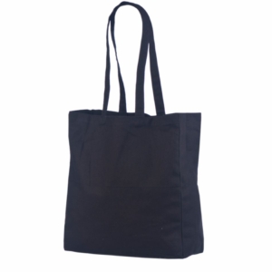 Musta kangaskassi leveällä pohjalla