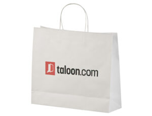 Valkoiset paperikassit on valmistettu riplatusta valkoisesta voimapaperista.