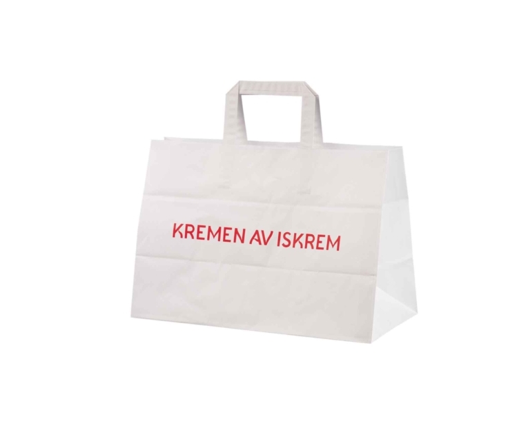 Valkoiset take away -paperikassit, koko 35x17x24,5 cm
